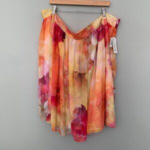 NEW‎ Liz Claiborne pastel rainbow floral flowy above knee lined skirt